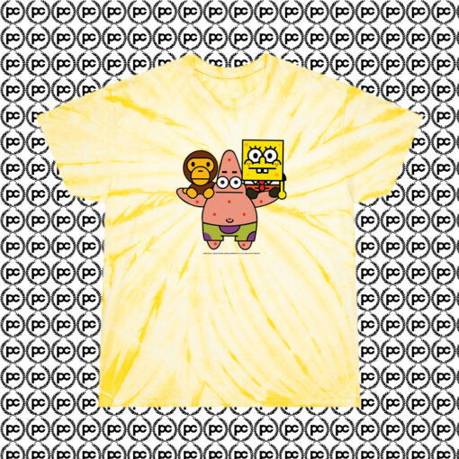 2008 Baby milo Bape X Spongebob Rare Cyclone Tie Dye T Shirt Pale Yellow