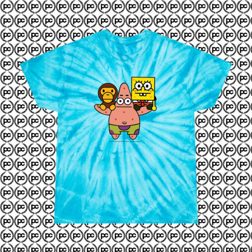 2008 Baby milo Bape X Spongebob Rare Cyclone Tie Dye T Shirt Turquoise