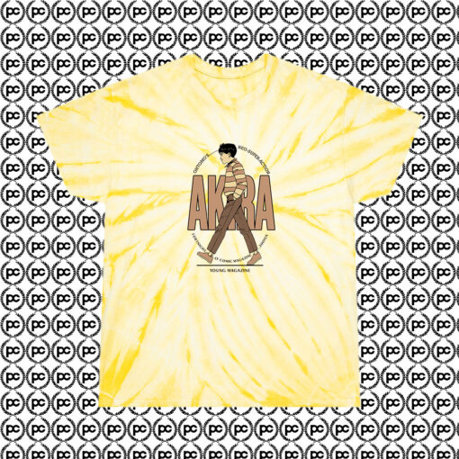 Akira Anime Fornight Magazine Cyclone Tie Dye T Shirt Pale Yellow