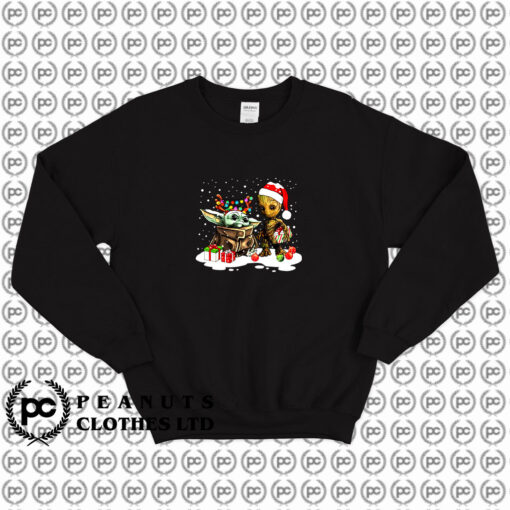 Baby Groot And Baby Yoda Present Christmas Sweatshirt