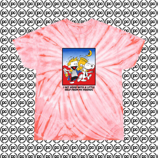 Bart Simpson Calvin And Hobbes Vintage 90s Cyclone Tie Dye T Shirt Coral