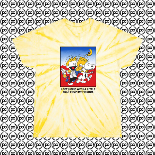 Bart Simpson Calvin And Hobbes Vintage 90s Cyclone Tie Dye T Shirt Pale Yellow