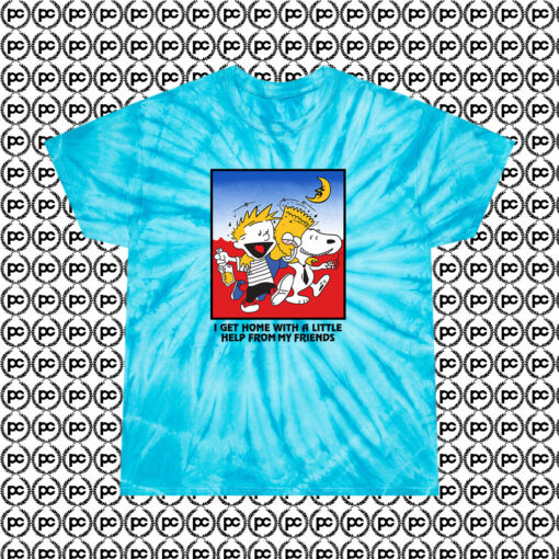 Bart Simpson Calvin And Hobbes Vintage 90s Cyclone Tie Dye T Shirt Turquoise