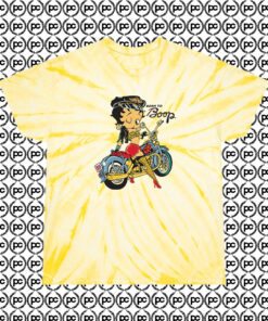 Betty Boop Biker Cartoon Cyclone Tie Dye T Shirt Pale Yellow