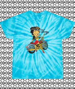 Betty Boop Biker Cartoon Cyclone Tie Dye T Shirt Turquoise