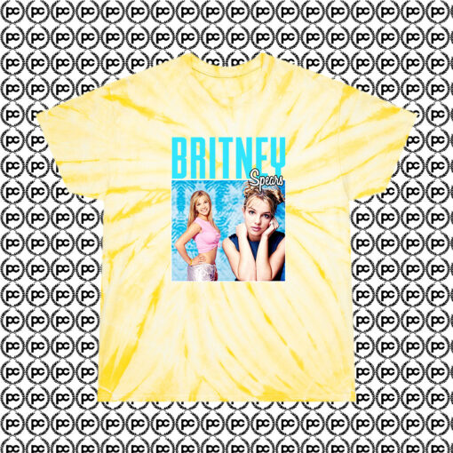 Britney Spears Vintage Cool Cyclone Tie Dye T Shirt Pale Yellow