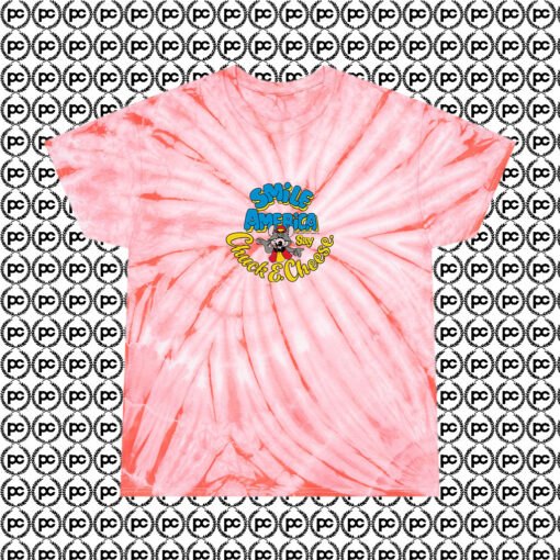 Chuck E Cheese Smile America Cyclone Tie Dye T Shirt Coral