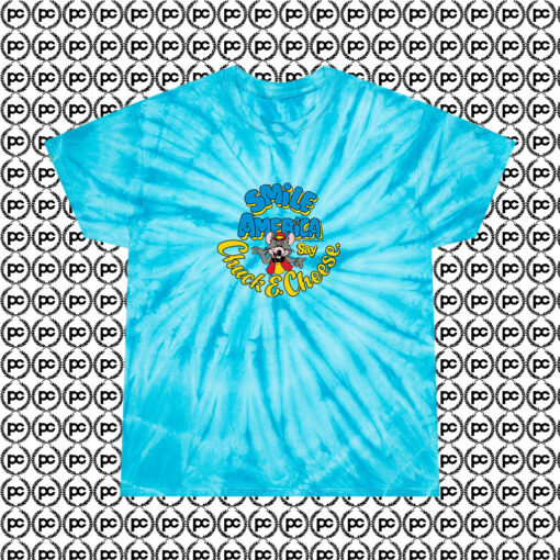 Chuck E Cheese Smile America Cyclone Tie Dye T Shirt Turquoise