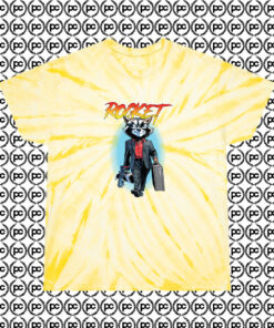 Comic Rocket Raccoon Suited Up Cyclone Tie Dye T Shirt Pale Yellow