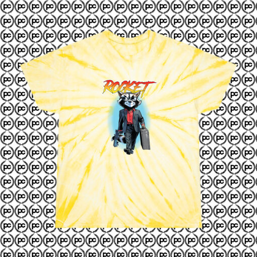 Comic Rocket Raccoon Suited Up Cyclone Tie Dye T Shirt Pale Yellow