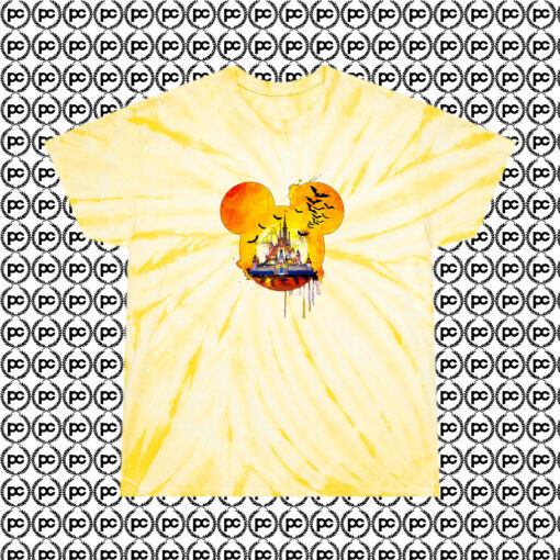 Disney Halloween Castle Cyclone Tie Dye T Shirt Pale Yellow