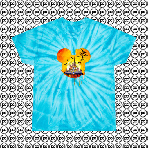 Disney Halloween Castle Cyclone Tie Dye T Shirt Turquoise