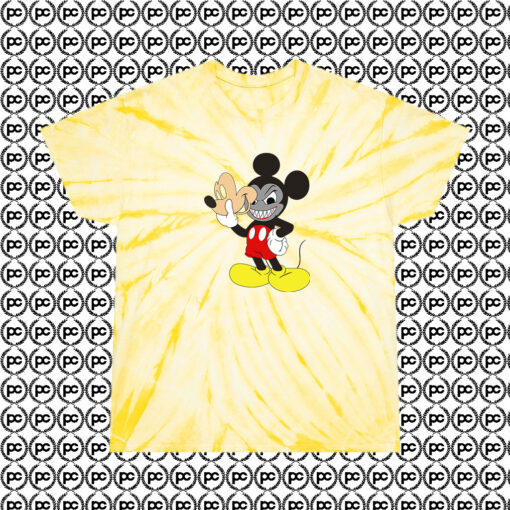 Evil Mickey Mouse Disney Swag Cyclone Tie Dye T Shirt Pale Yellow