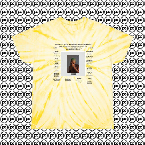 Frank Ocean Emotionally Cyclone Tie Dye T Shirt Pale Yellow