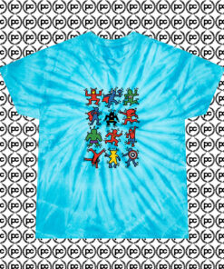 Funny Marvel All Superhero American Pop Art Cyclone Tie Dye T Shirt Turquoise