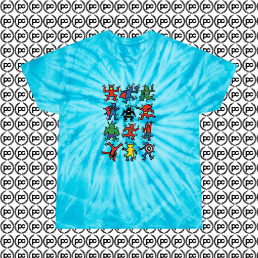 Funny Marvel All Superhero American Pop Art Cyclone Tie Dye T Shirt Turquoise