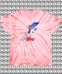 Funny Meowie Cat David Bowie Parody Cyclone Tie Dye T Shirt Coral