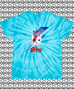 Funny Meowie Cat David Bowie Parody Cyclone Tie Dye T Shirt Turquoise