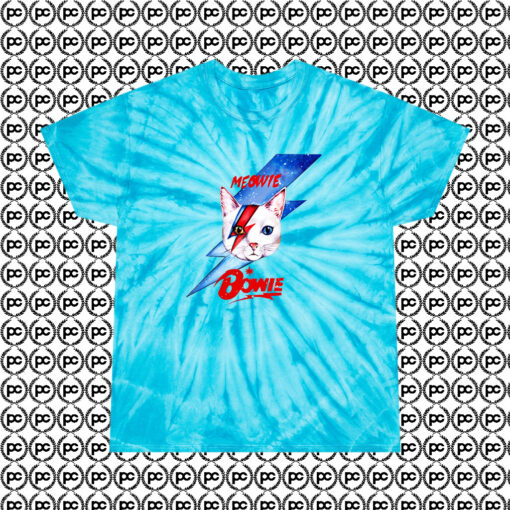 Funny Meowie Cat David Bowie Parody Cyclone Tie Dye T Shirt Turquoise