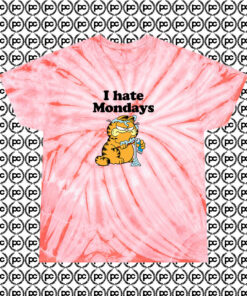 Garfield Hate Mondays Cyclone Tie Dye T Shirt Coral