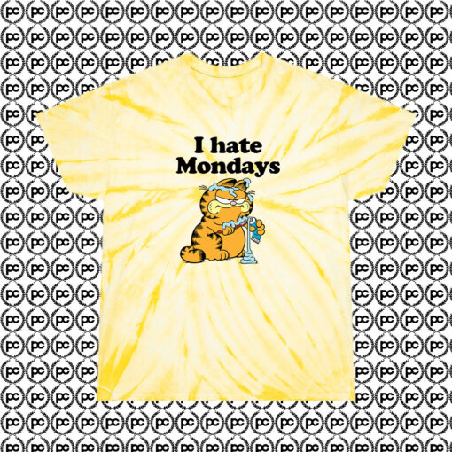 Garfield Hate Mondays Cyclone Tie Dye T Shirt Pale Yellow