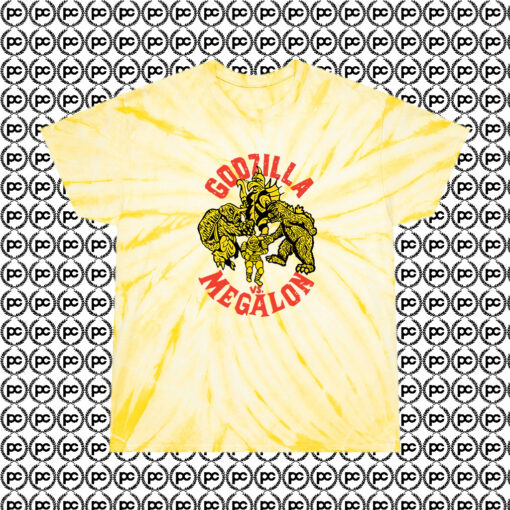 Godzilla Vs Megalon Vintage Cyclone Tie Dye T Shirt Pale Yellow