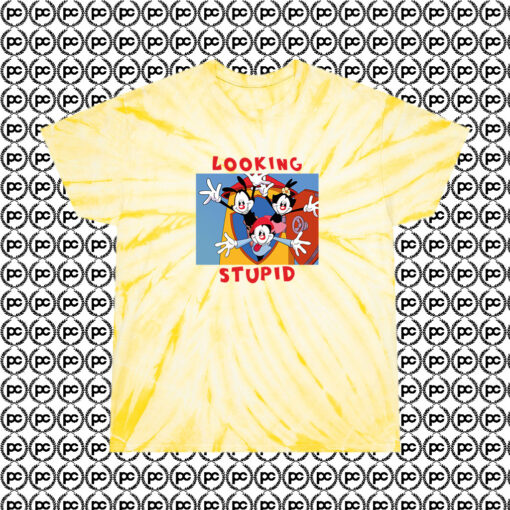 Happiness Looking Stupid Animaniacs Cute Cyclone Tie Dye T Shirt Pale Yellow