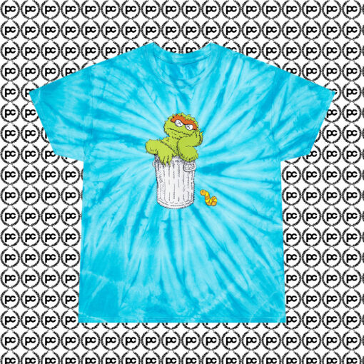 KAWS x Uniqlo x Sesame Street Oscar The Grouch Tee Cyclone Tie Dye T Shirt Turquoise