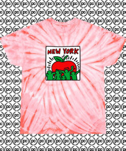 Keith Haring Big Apple New York Cyclone Tie Dye T Shirt Coral