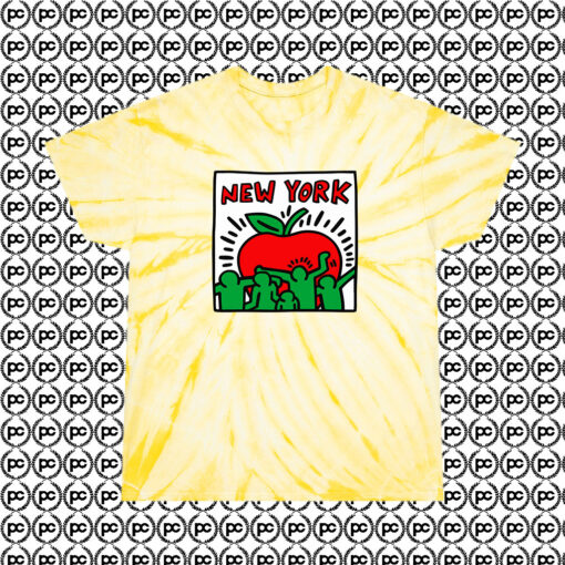 Keith Haring Big Apple New York Cyclone Tie Dye T Shirt Pale Yellow