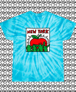 Keith Haring Big Apple New York Cyclone Tie Dye T Shirt Turquoise