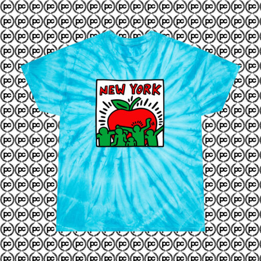 Keith Haring Big Apple New York Cyclone Tie Dye T Shirt Turquoise