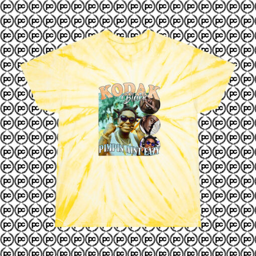 Kodak Black Pimpin Aint Eazy 90s Retro Cyclone Tie Dye T Shirt Pale Yellow