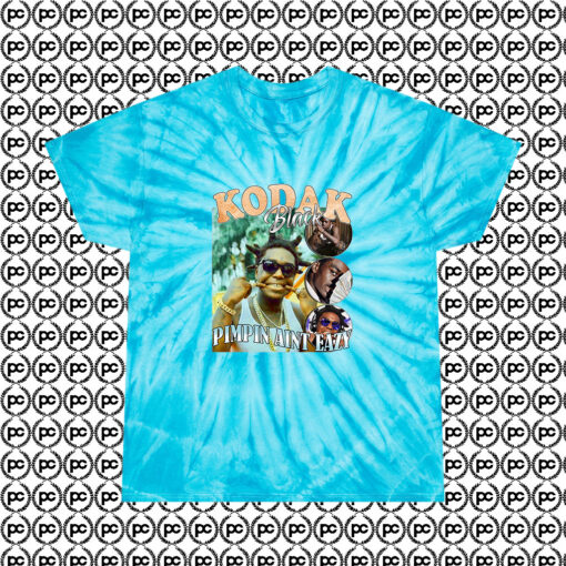 Kodak Black Pimpin Aint Eazy 90s Retro Cyclone Tie Dye T Shirt Turquoise