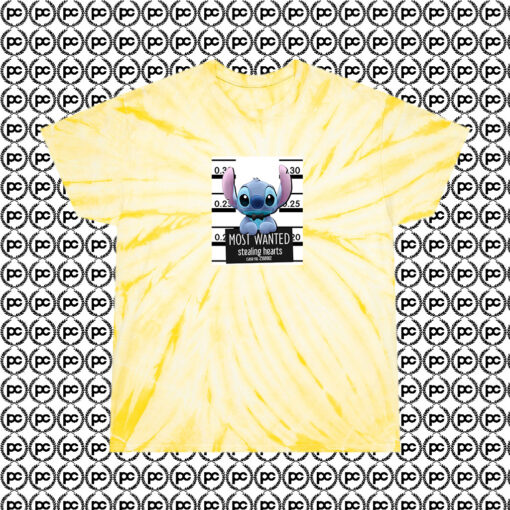 Most Wanted Stealing Hearts Stitch Cyclone Tie Dye T Shirt Pale Yellow