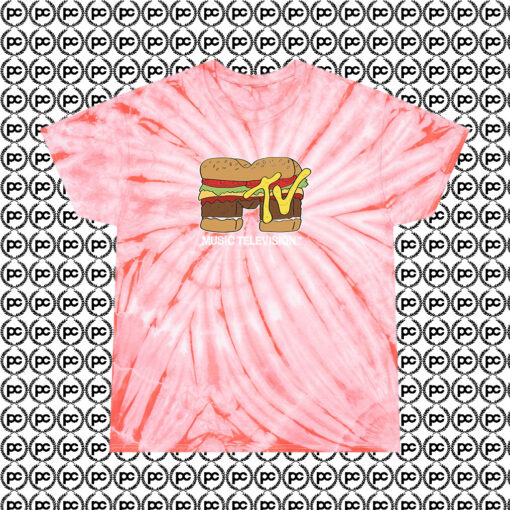 Music Television Hamburger Cyclone Tie Dye T Shirt Coral