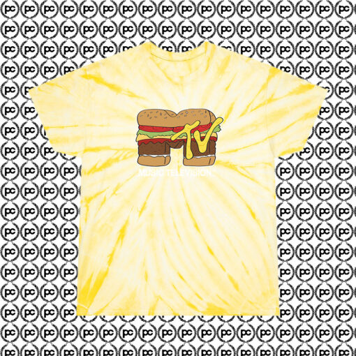 Music Television Hamburger Cyclone Tie Dye T Shirt Pale Yellow