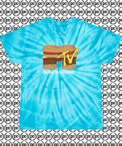 Music Television Hamburger Cyclone Tie Dye T Shirt Turquoise