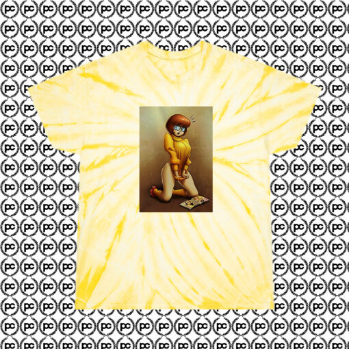 Naughty Velma Dinkley Scooby Doo Cyclone Tie Dye T Shirt Pale Yellow