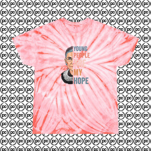 New Ruth Bader Ginsburg Young People Cyclone Tie Dye T Shirt Coral