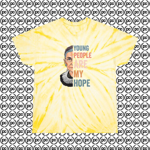 New Ruth Bader Ginsburg Young People Cyclone Tie Dye T Shirt Pale Yellow