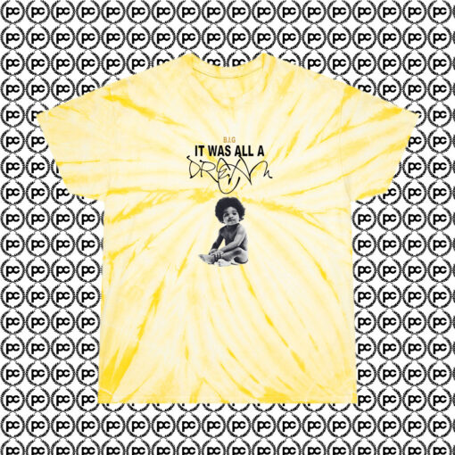 Notorious BIG It Was All a Dream Cyclone Tie Dye T Shirt Pale Yellow