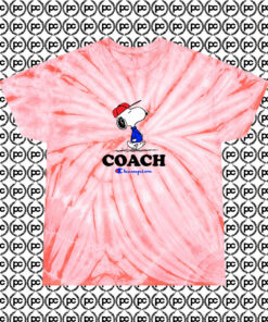 Peanuts Snoopy Coach Champion Cyclone Tie Dye T Shirt Coral