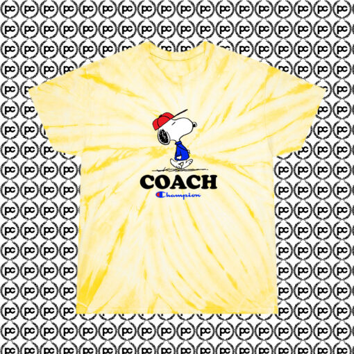 Peanuts Snoopy Coach Champion Cyclone Tie Dye T Shirt Pale Yellow