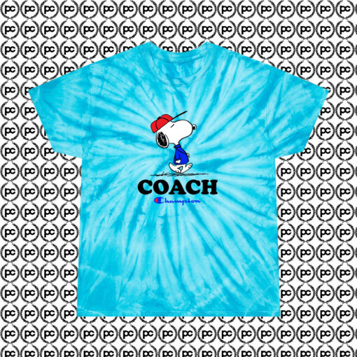 Peanuts Snoopy Coach Champion Cyclone Tie Dye T Shirt Turquoise