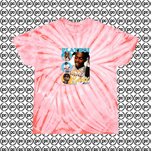 Playboi Carti Homage Cool 90s Rapper Cyclone Tie Dye T Shirt Coral