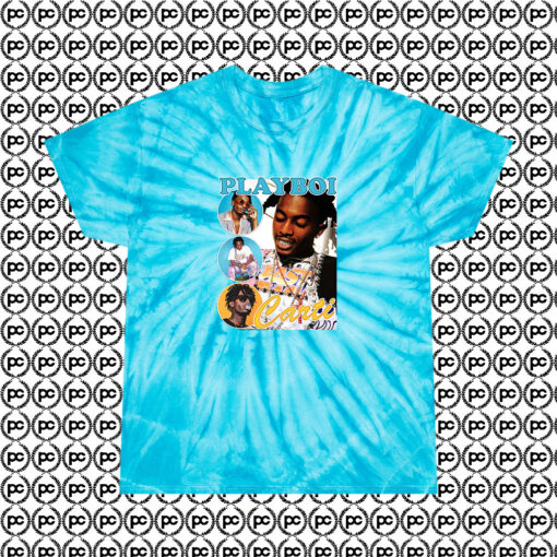 Playboi Carti Homage Cool 90s Rapper Cyclone Tie Dye T Shirt Turquoise