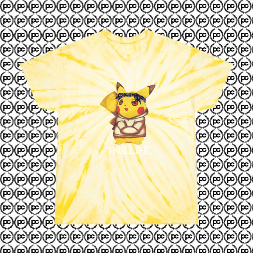 Pokemon Pikachu Thug Life Cyclone Tie Dye T Shirt Pale Yellow