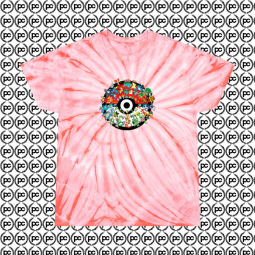 Pokemon Pokeball Collage Cyclone Tie Dye T Shirt Coral