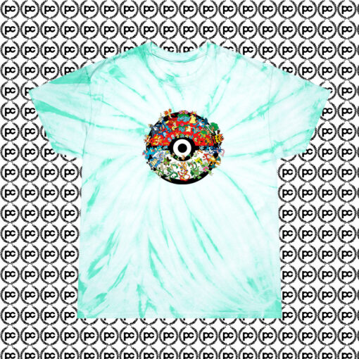 Pokemon Pokeball Collage Cyclone Tie Dye T Shirt Mint